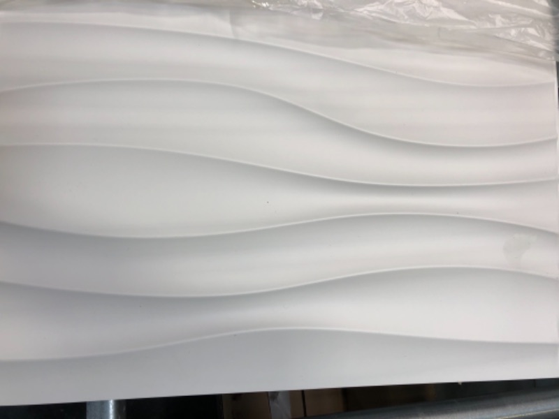 Photo 2 of Art3d Plastic 3D Wall Panel PVC Wave Wall Design, White, 19.7" x 19.7" (12-Pack)
