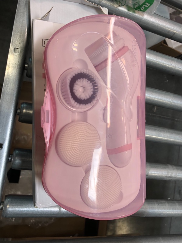 Photo 1 of Waterproof Facial Cleansing Spin Brush Set with 4 Interchangeable Brush Heads - Electric Face Scrubber Cleanser Brush by CLSEVXY - Face brush for Deep Scrubbing, Gentle Exfoliating and Massaging Pink