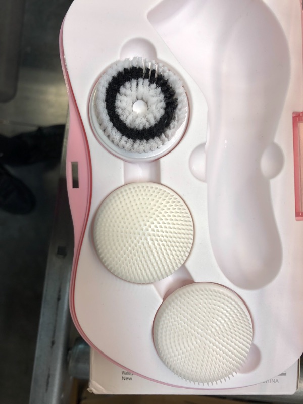 Photo 1 of Waterproof Facial Cleansing Spin Brush Set with 4 Interchangeable Brush Heads - Electric Face Scrubber Cleanser Brush by CLSEVXY - Face brush for Deep Scrubbing, Gentle Exfoliating and Massaging Pink
