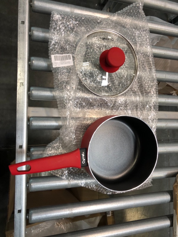 Photo 1 of Cyrret 2 Quart Saucepan with Lid, 2 QT Sauce Pan Nonstick Pot with Healthy Coating, Red Cookware for Christmas Gift, Dishwasher Safe, Induction Compatible