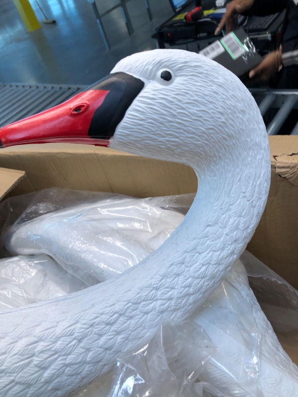 Photo 2 of The Pond Guy Pair of Floating Fake Swans, Plastic Lifelike Decoys to Deter Geese, Pair (2)