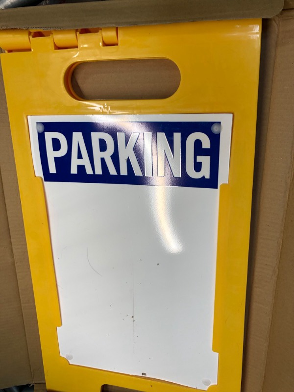Photo 2 of SmartSign - SF-0318-FB-25x12-DE "Parking" Blank Write-On Folding Floor Sign | 25" x 12" Plastic