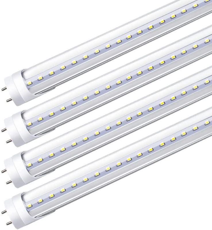 Photo 1 of  LED T8 Light Tube 4FT, Daylight White 5000K, Dual-End Powered Ballast Bypass, 2000Lumen 18W (40W Equivalent Fluorescent Bulb Replacement), Clear Cover, AC85-265V Lighting Fixture, 4 Pack
