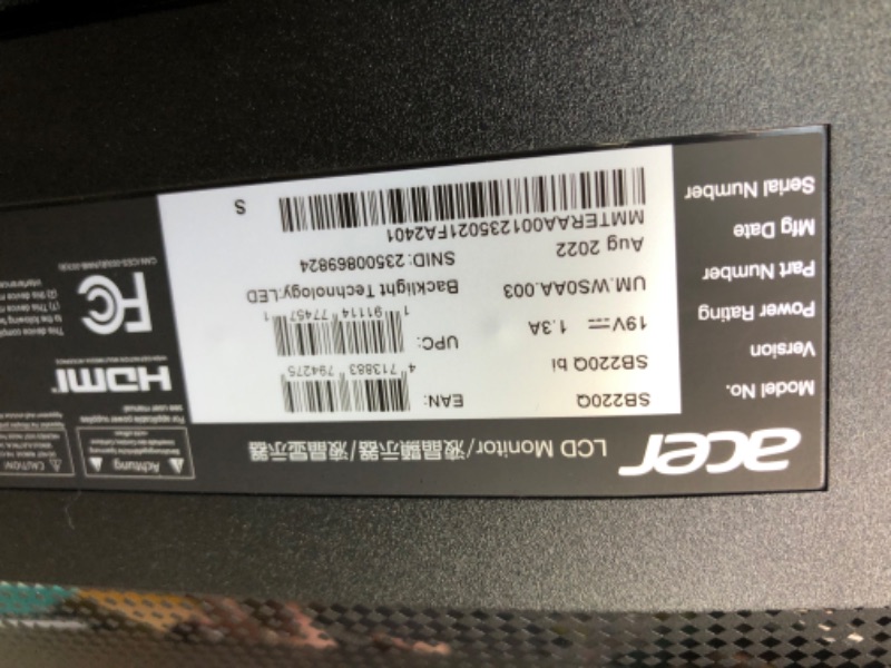 Photo 2 of ACER SB0 SERIES 22"