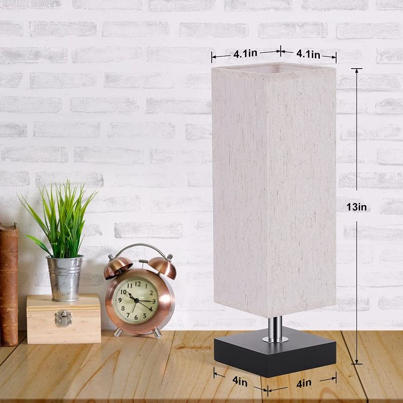 Photo 1 of aooshine Small Table Lamp for Bedroom - Bedside Lamps for Nightstand, Minimalist Solid Wood Night Stand Light Lamp with Square Fabric Shade, Desk Reading Lamp for Kids Room Living Room Office Dorm
