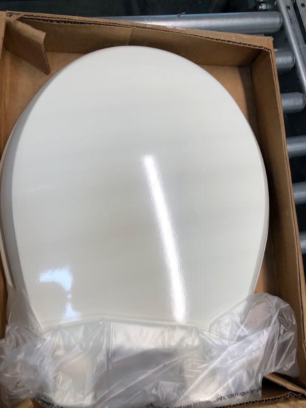 Photo 2 of Mayfair 847SLOW 346 Kendall Slow-Close, Removable Enameled Wood Toilet Seat That Will Never Loosen, 1 Pack - ROUND - Premium Hinge, Biscuit/Linen Biscuit/Linen ROUND Toilet Seat