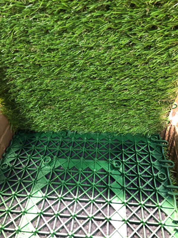 Photo 3 of  12"x12" Artificial Grass Tiles, 9 Packs Self-draining Fake Grass Turf Tiles Set for Flooring Decor, Dog Pads Indoor Outdoor 1.57'' in Pile Height
