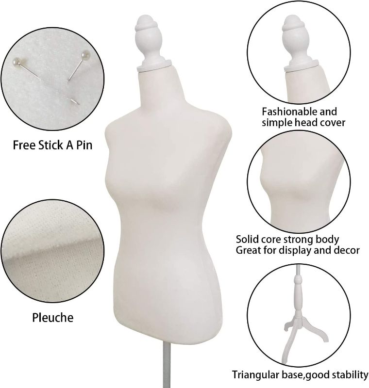 Photo 1 of Female Mannequin Torso Dress Form w/Adjustable Tripod Stand Base Style WHITE
