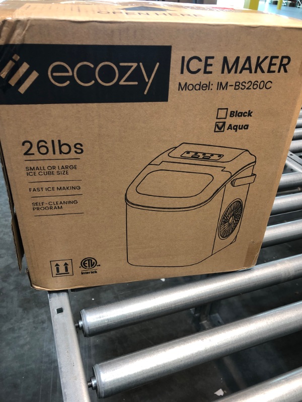 Photo 4 of ecozy Portable Ice Maker Countertop, 9 Cubes Ready in 6 Mins, 26 lbs in 24 Hours, Self-Cleaning Ice Maker Machine with Ice Bags/Standing Ice Scoop/Ice Basket for Kitchen Office Bar Party, Aqua