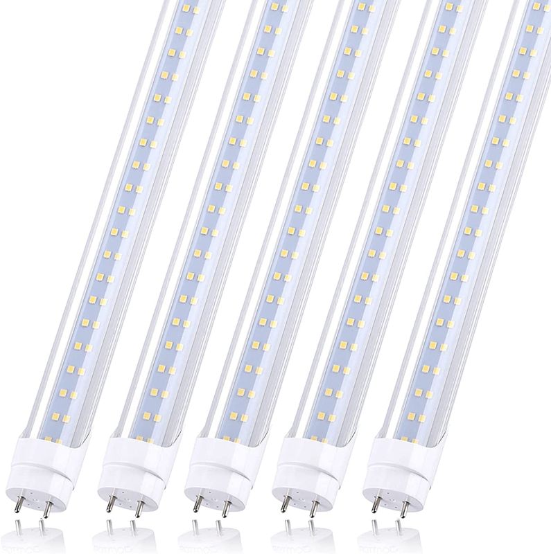 Photo 1 of  T8 LED Tube Light Two Rows LED Chips 4FT 28W, 80W Replacement LED Bulb Lights, Ballast Bypass Required, Dual-End Powered Clear Cover AC 85-265V Pack of 12
