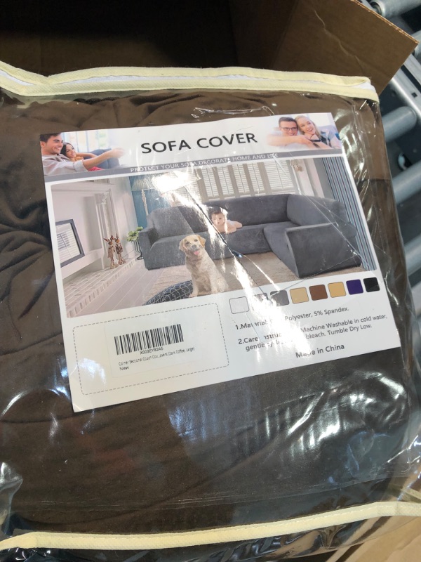 Photo 2 of ALIECOM Velvet Corner Sectional Couch Covers L Shaped Sofa Cover for Dogs Stretchable Elastic U Shape Couch Slipcover for Living Room Anti Slip Pet Friendly Furniture Protector (Dark Coffee, Large) Large Dark Coffee