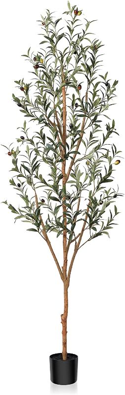 Photo 1 of Artificial Olive Tree 6FT Tall Faux Silk Plant for Home Office Decor Indoor Fake Potted Tree with Natural Wood Trunk and Lifelike Fruits
