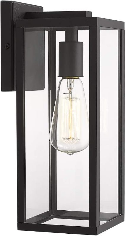Photo 1 of Outdoor Wall Lantern, 13.4" 1-Light Exterior Wall Sconce Light Fixtures,Wall Mounted Single Light, Black Wall Lamp with Clear Glass (1 Pack)
