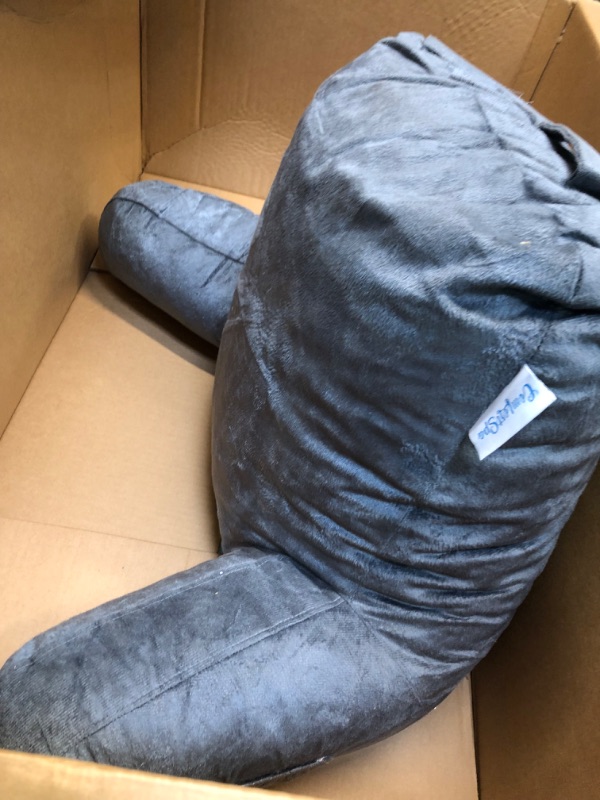 Photo 1 of ComfortSpa Reading Pillow Bed Wedge Large Adult Backrest Lounge Cushion with Arms and Pockets | Back Support for Sitting Up in Bed/Couch for GERD Heartburn Bedrest (Grey)
