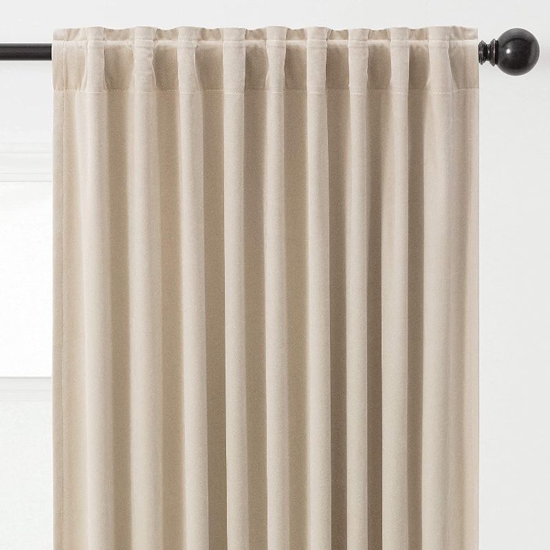 Photo 1 of Chanasya 2-Panel Solid Classy Velvet Blackout Curtains - 3-in-1 Back Tab, Rod Pocket, Ring Tab - for Windows Living Room Bedroom - Partial Room Darkening...
