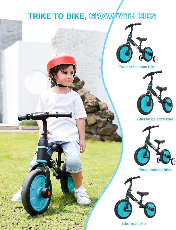 Photo 1 of UBRAVOO Trike to Bike Riding Tricycles for Boys Girls 2-5, Fit 'n Joy Kids Balance Bike with Pedals & Training Wheels Options, 4-in-1 Starter Toddler Training Bicycle
