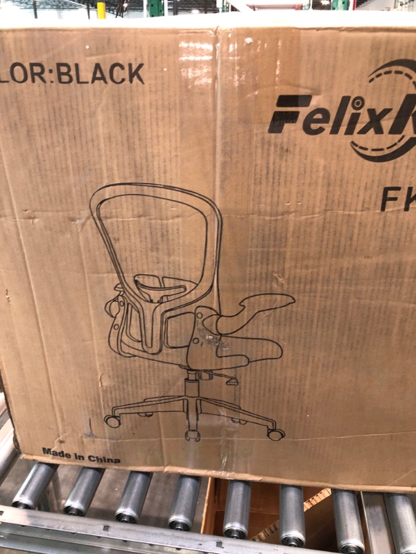 Photo 1 of FelixKing Office Chair, Ergonomic Desk Chair with Adjustable Height, Swivel Computer Mesh Chair with Lumbar Support and Flip-up Arms, Backrest with Breathable Mesh (Black)
