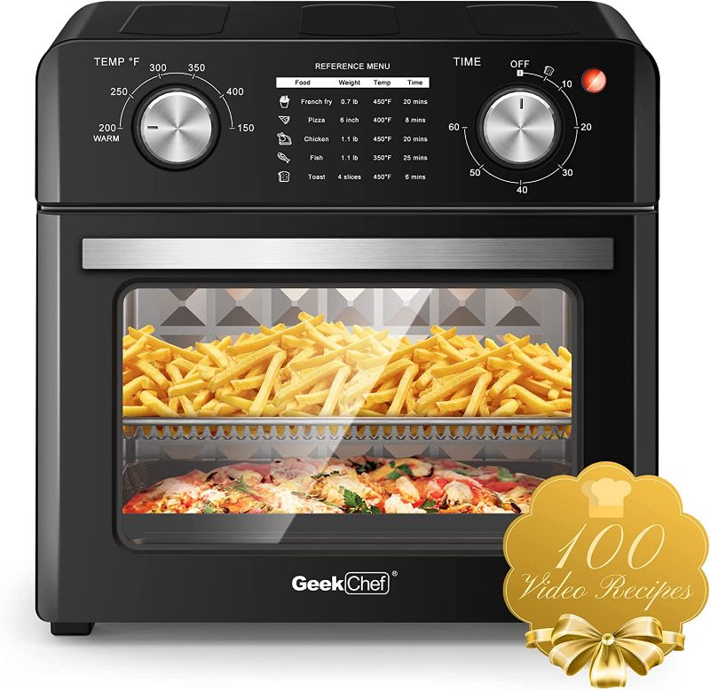 Photo 1 of 
Geek Chef Air Fryer Toaster Oven, 10QT Toaster Ovens Countertop, 4 Slice Toaster, 6 Inch Pizza, Warm, Broil, Toast, Bake, Air Fry, Perfect for Countertop
