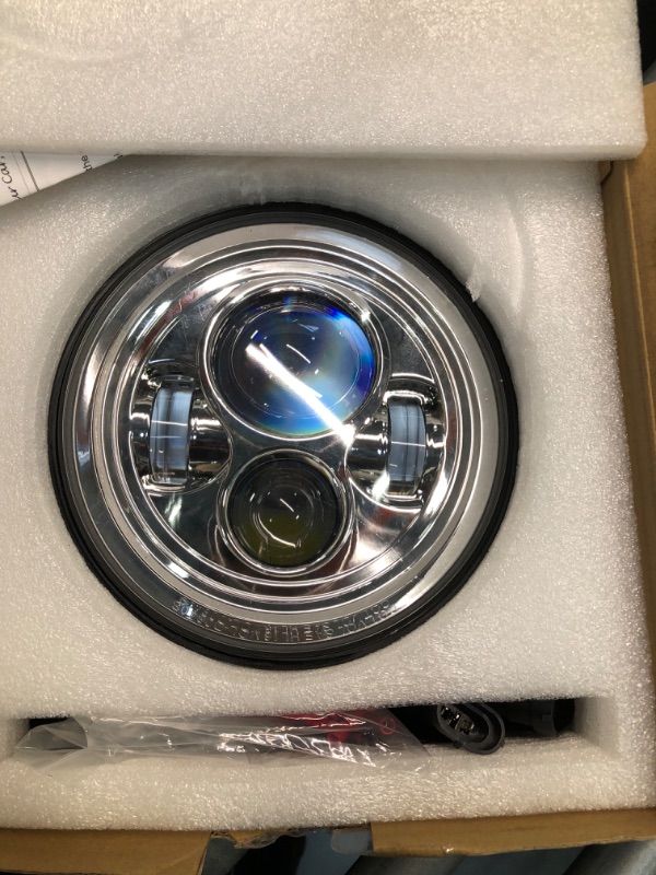 Photo 4 of Belt&Road 7 Inch Round Super White LED Headlight for 2014-2023 + HD Street Glide Special and Road King Special,Hi-Lo Beam Headlamp With Dual Beam Adapter,Chrome Housing silver