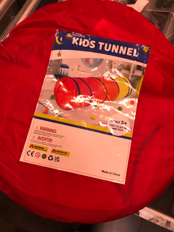Photo 1 of PigPigPen Kids Tunnel for Toddlers, Pop Up Play Tunnel Tent for Babies or Dogs, Indoor & Outdoor Toys for Kids Backyard Playset. (Red,Yellow,Blue Play Tent)
