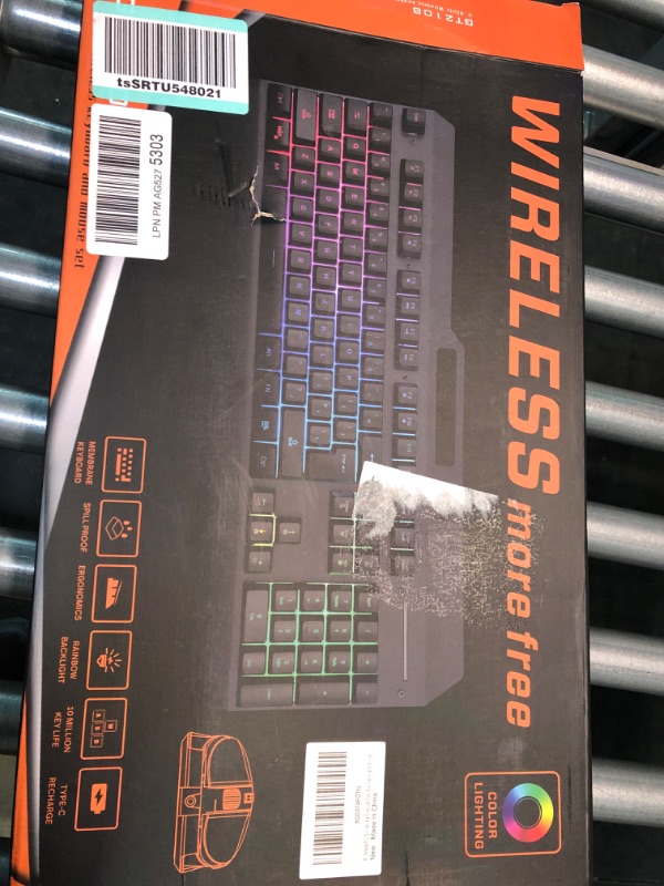 Photo 4 of Wireless RGB Gaming Keyboard and Mouse - Rechargeable Backlit Keyboard Mouse Long Battery Life,Metal Panel Mechanical Feel Keyboard with Palm Rest,7 Color Gaming Mouse and Mouse Pad for Game and Work