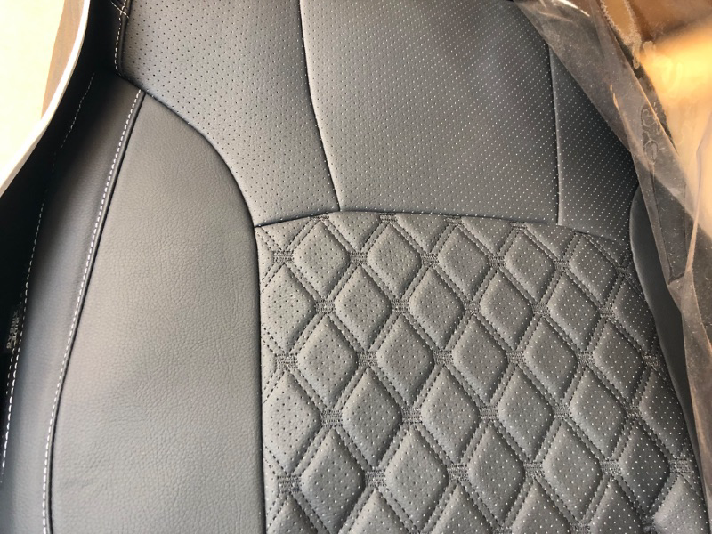 Photo 2 of SuperVibe Auto Full Coverage Faux Leather Custom Car Seat Covers Fit for Tesla Model 3 (Model 3- Black)
