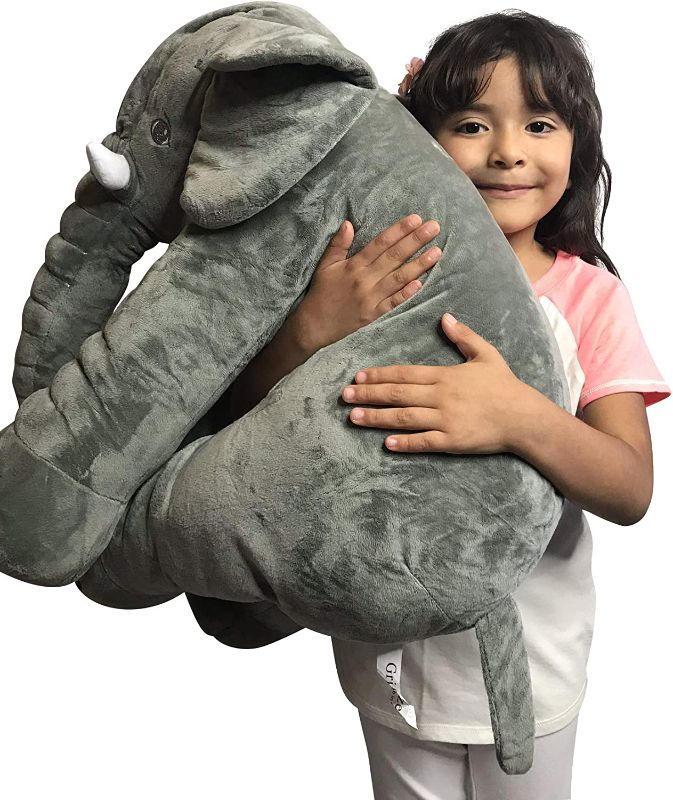 Photo 2 of GRIFIL ZERO Big Elephant Stuffed Animal Plush Toy 25 Inches Cute XXL Size Grey Elephant Toy (Grayy)
