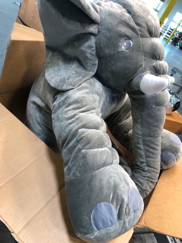 Photo 4 of GRIFIL ZERO Big Elephant Stuffed Animal Plush Toy 25 Inches Cute XXL Size Grey Elephant Toy (Grayy)
