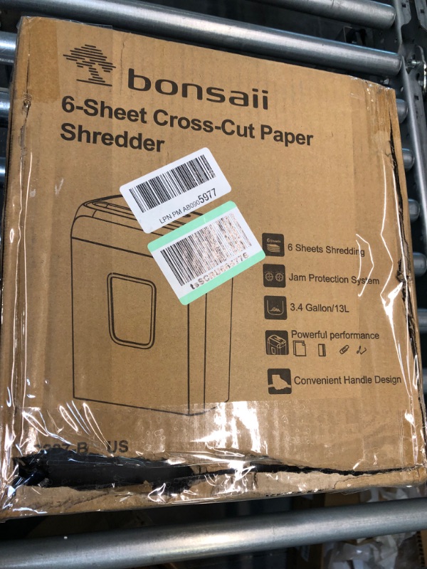 Photo 4 of Bonsaii Paper Shredder for Home Use,6-Sheet Crosscut Paper and Credit Card Shredder for Home Office,Home Shredder with Handle for Document,Mail,Staple,Clip-3.4 Gal Wastebasket(C237-B) 6-Sheet Cross Cut