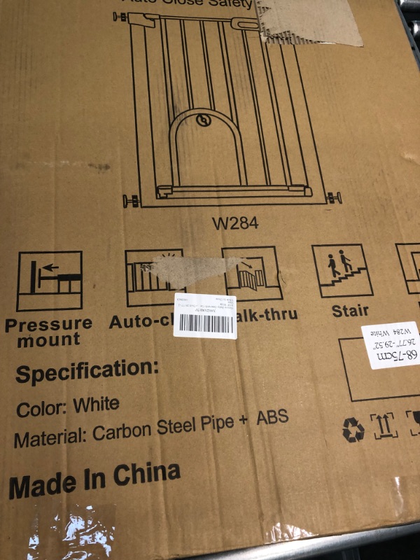 Photo 1 of Narrow Baby Gate with Cat Door - Walk Through Small Pet Door Tension Safety Gate - Pressure Mounted No Drill 26.77"-29.53" Wide