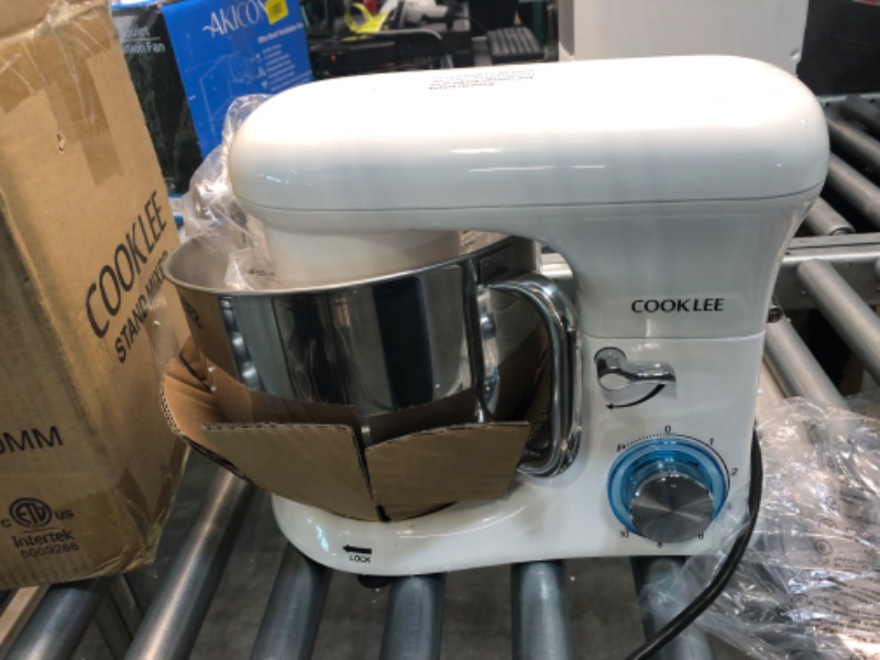 Photo 3 of All-Metal COOKLEE Stand Mixer, 6.5Qt Kitchen Electric Mixer with Dishwasher-Safe Dough Hooks, Flat Beaters, Whisk & Pouring Shield Attachments for Most Home Cooks, Porcelain White