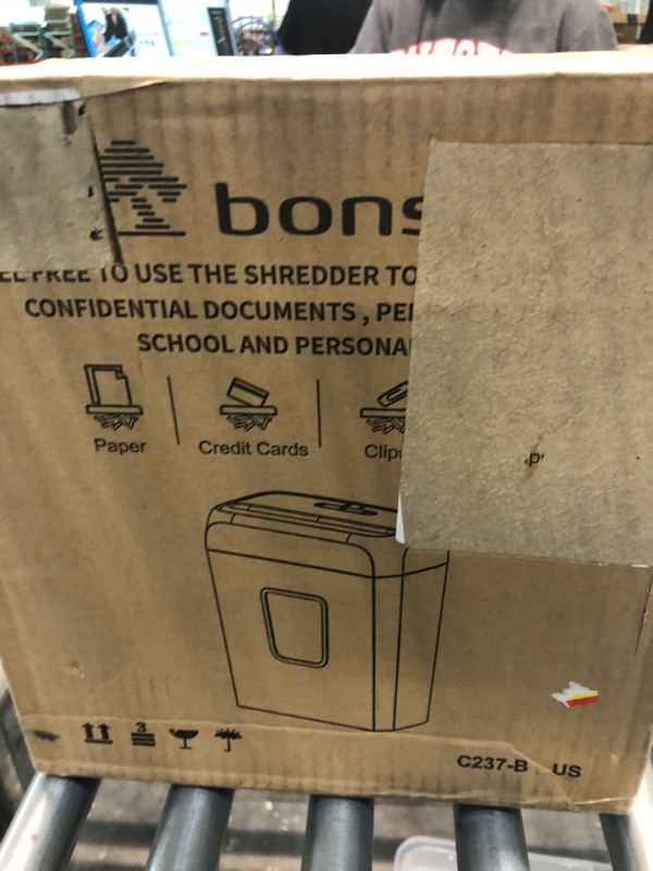 Photo 6 of Bonsaii Paper Shredder for Home Use,6-Sheet Crosscut Paper and Credit Card Shredder for Home Office,Home Shredder with Handle for Document,Mail,Staple,Clip-3.4 Gal Wastebasket(C237-B) 6-Sheet Cross Cut