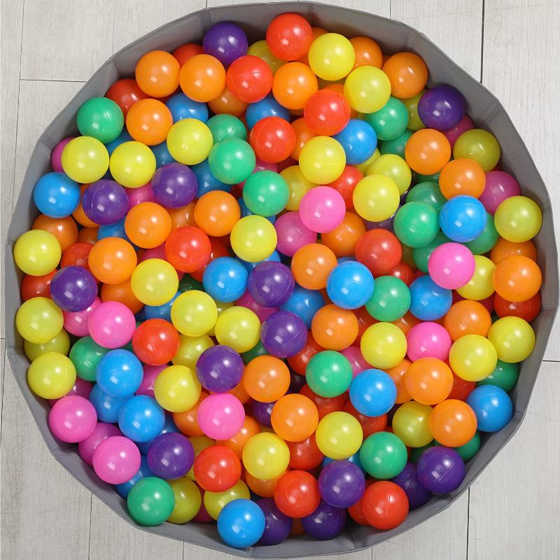 Photo 2 of YUFUL Ball Pit Balls for Kids, Plastic Balls for Ball Pit, 2.2” Crush Proof Play Balls BPA Free Non-Toxic, 7 Kinds of Bright Color Ocean Balls Include a Reusable Net Bag
