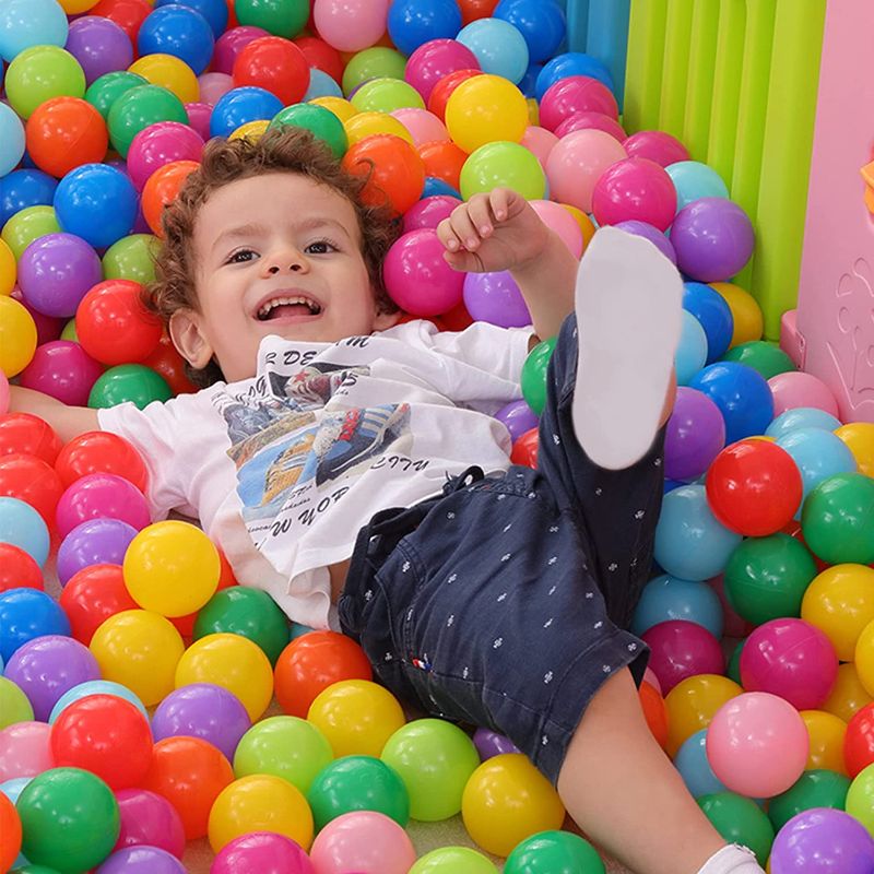 Photo 1 of YUFUL Ball Pit Balls for Kids, Plastic Balls for Ball Pit, 2.2” Crush Proof Play Balls BPA Free Non-Toxic, 7 Kinds of Bright Color Ocean Balls Include a Reusable Net Bag
