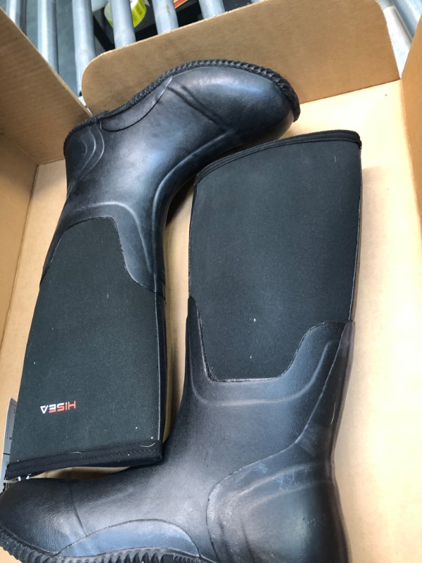 Photo 2 of HISEA Men's Rain Boots Waterproof Durable Insulated Rubber Neoprene Outdoor Hunting Boots for Winter Snow Arctic 10 Black