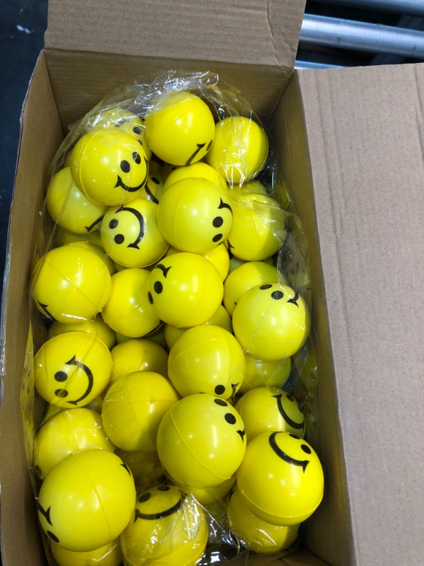 Photo 2 of 80 Pcs Stress Balls Bulk 2 Inch Funny Face Stress Relief Mini Foam Smile Face Toys for Finger Exercise, School Prizes, Party Bag Fillers (Yellow)