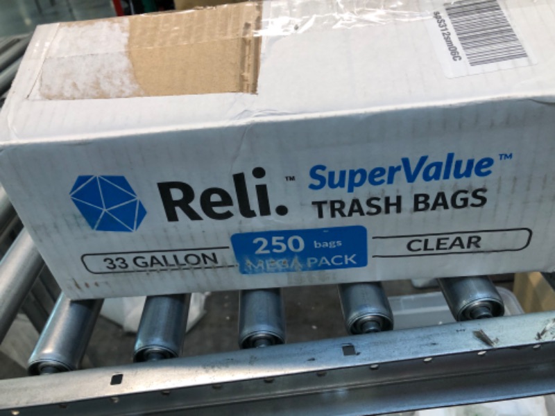 Photo 4 of Reli. SuperValue 33 Gallon Trash Bags (250 Count Bulk) Clear, Made in USA | 30 Gallon - 33 Gallon Trash Bags / Garbage Bags - Clear Recycling Bags / Can Liners for 30 Gal - 32 Gal - 33 Gal Strength