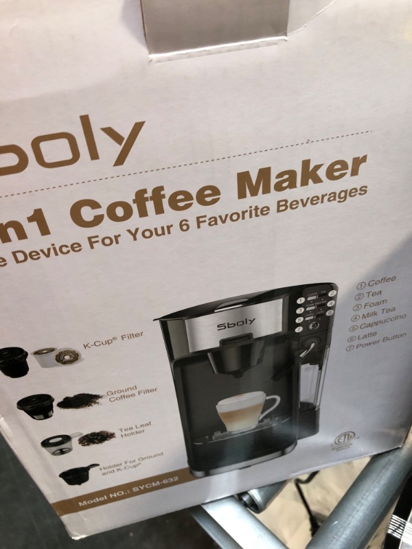 Photo 5 of Boly 6-In-1 Coffee Maker with Auto Milk Frother, Single Serve Coffee, Tea, Latte and Cappuccino Machine, Compatible With K Cup & Ground Coffee Coffee, One Cup Coffee Maker