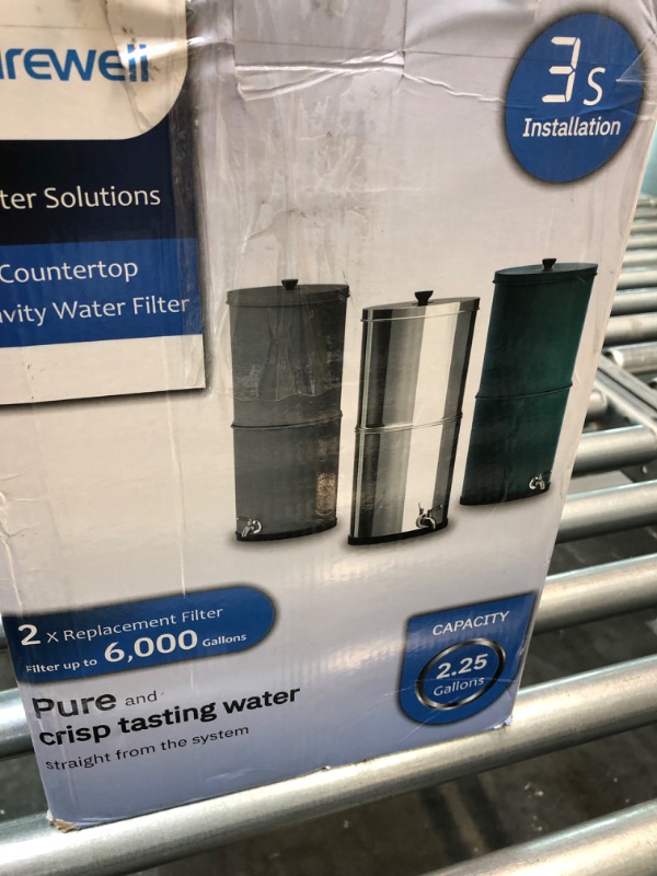 Photo 7 of Purewell 3-Stage 0.01?m Ultra-Filtration Gravity Water Filter System, NSF/ANSI 372 Certification, 304 Stainless Steel Countertop System with 2 Filters and Stand, Reduce up to 99% Chlorine, 2.25 Gallon
