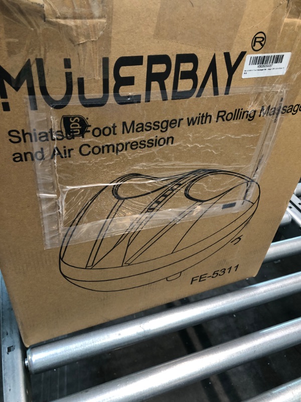 Photo 1 of MUJERBAY Foot Massager Machine with Heat, Full-Cover Shiatsu Foot Massager, 3 Modes, 3 Intensity Deep Kneading Foot Massager, Remote Control, for Plantar Fasciitis Feet Massage Gift, Up to Size 12
