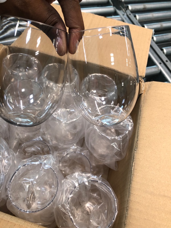 Photo 2 of 24 piece Stemless Unbreakable Crystal Clear Plastic Wine Glasses Set of 24 (10 Ounces) Clear 10.0 ounces