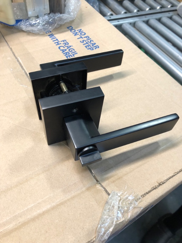 Photo 1 of KNOBWELL Heavy Duty Privacy Bathroom Lever Lock Set for Interior Door, Bedroom Door Handle, Matte Black Door Handle, Left or Right Handing 2.07 lb

