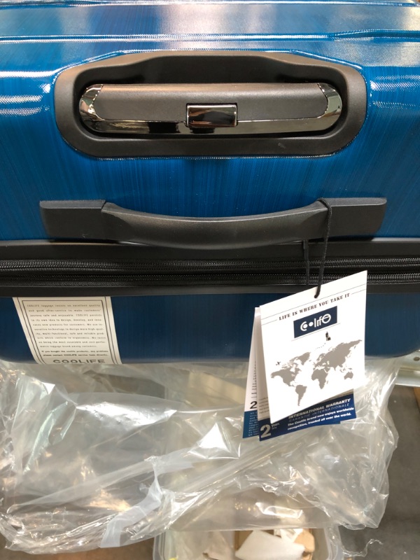 Photo 1 of Coolife Luggage Expandable(only 28") Suitcase PC+ABS Spinner Built-In TSA lock 20in 24in 28in Carry on (Caribbean Blue, L(28in).) Caribbean Blue. L(28in).