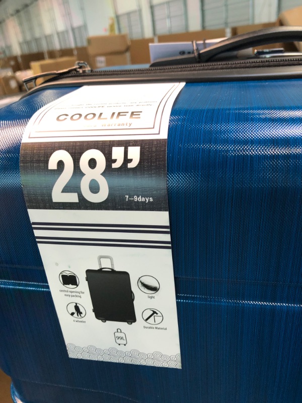 Photo 1 of Coolife Luggage Expandable(only 28") Suitcase PC+ABS Spinner Built-In TSA lock 20in 24in 28in Carry on (Caribbean Blue, L(28in).) Caribbean Blue. L(28in).