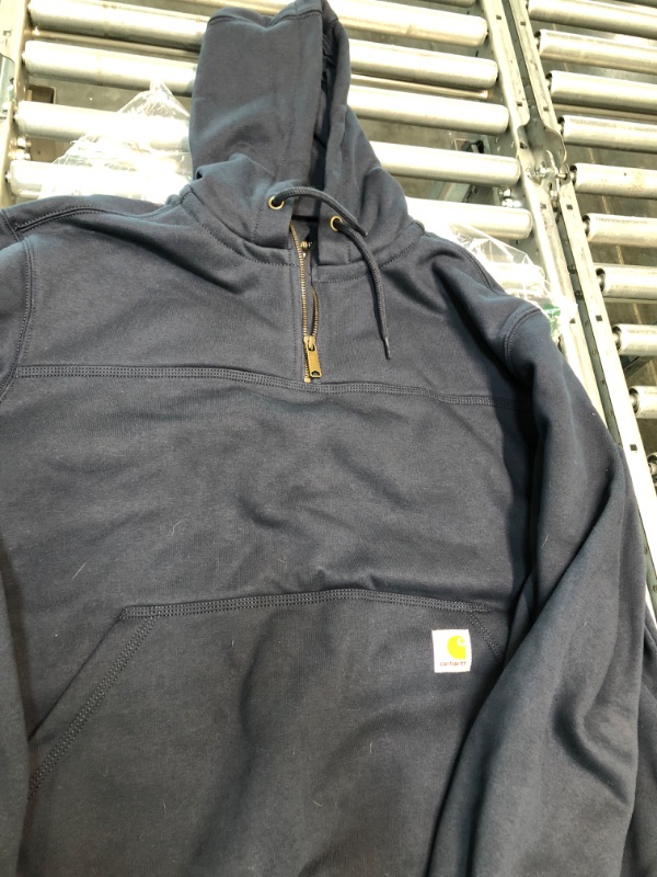 Photo 4 of Carhartt Men's New Navy Rain Defender Paxton Heavyweight Hooded Zip Mock Sweatshirt SIZE LARGE