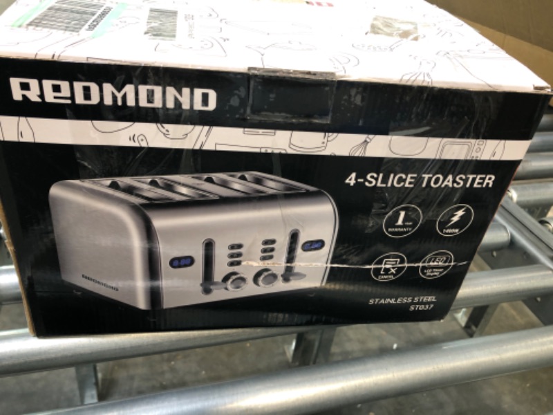Photo 1 of Toaster 4 Slice, REDMOND Stainless Steel Retro Toaster with LED Countdown Timer and Removable Crumb Tray, Dual Control Panel, Reheat Defrost Cancel Function, High Lift Lever, Silver