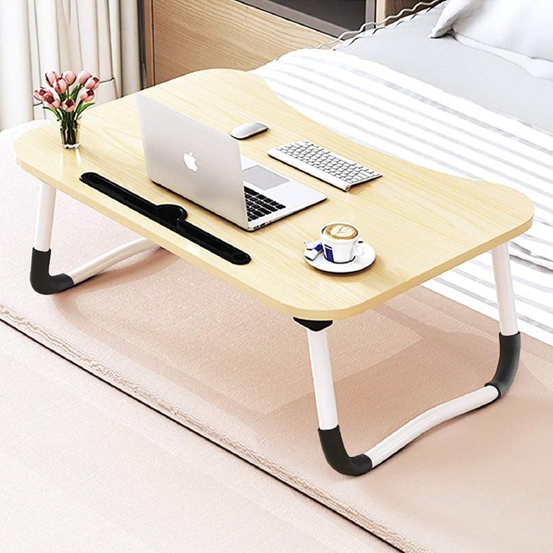 Photo 1 of Foldable Bed Tray Lap Desk, Portable Lap Desk with Phone Slots Notebook Table Dorm Desk, Small Desk Folding Small Dormitory Table, Perfect for Watching Movie on Bed Or As Personal Dinning Table
