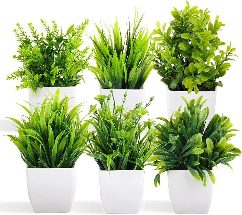 Photo 1 of Fake Plants Mini Potted Artificial Plants, 30 Pack Artificial Plastic Eucalyptus Plants Small Houseplants Greenery in Pots Indoor, Small Faux Plants Decor for Home Bathroom Office Farmhouse Desk Shelf
