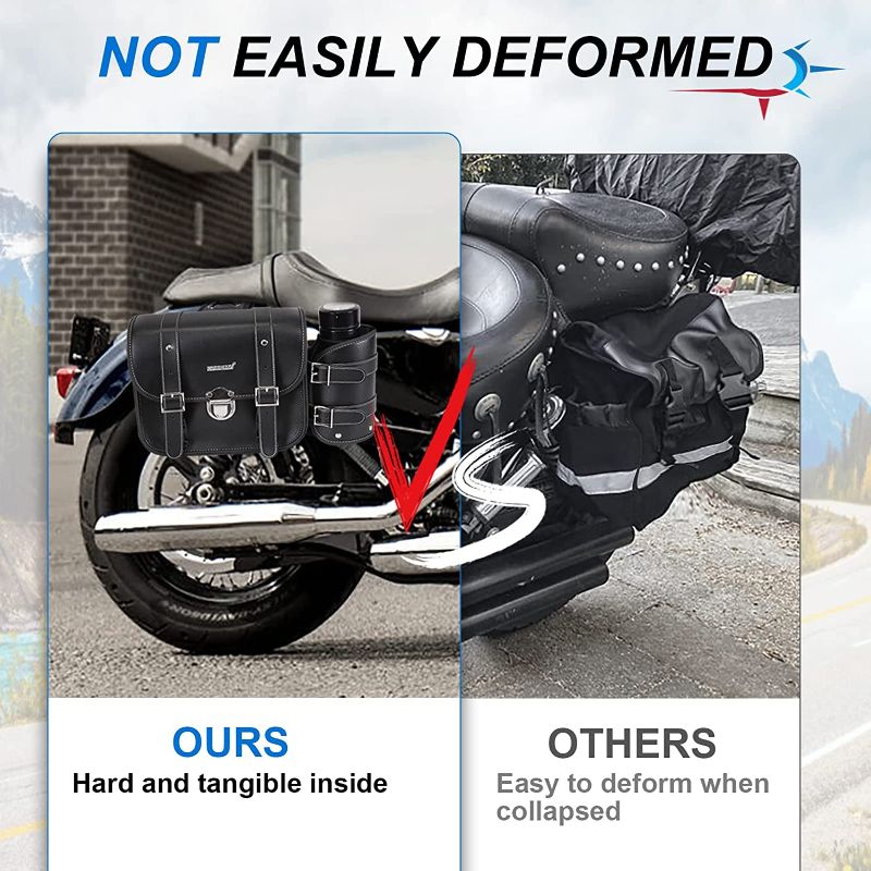 Photo 2 of KOLEMO Universal Motorcycle Side Saddlebags Luggage Tool Bag With Water Cup Side Storage bag Compatible with for Sportster Softail Dyna Road King,Black
