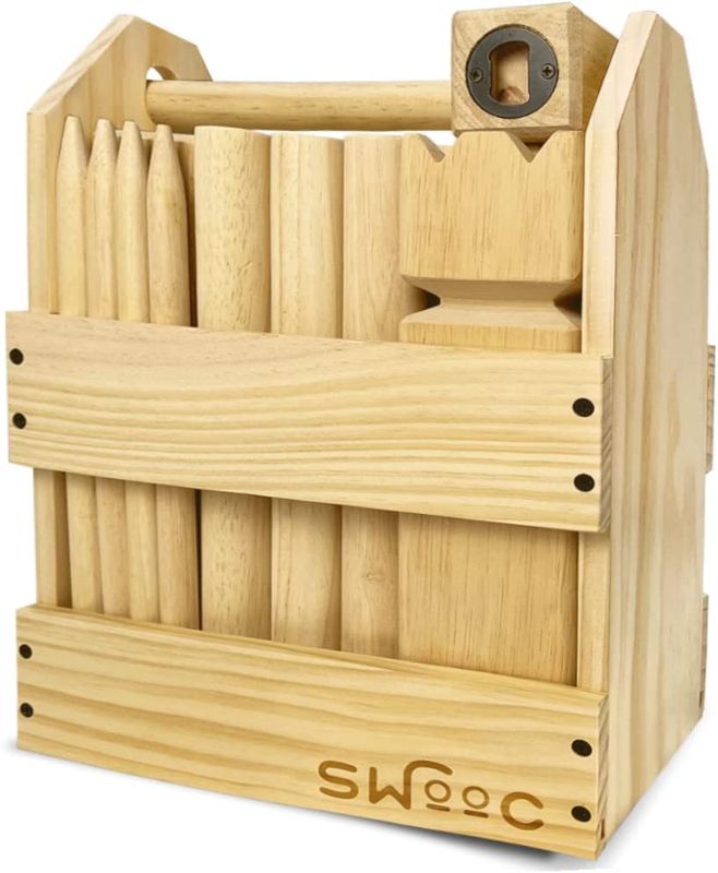 Photo 1 of SWOOC Games - Kubb Yard Game Set - Premium Hardwood Viking Chess Set w/Wood Crate - for Adults & Kids - Backyard Size Kubb Game - for Kuub Tournaments...
